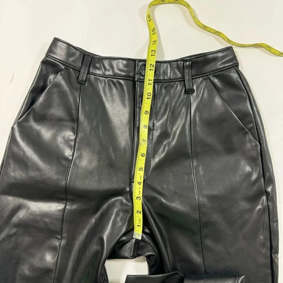 Abercrombie The Skinny Ultra High Rise Pants Faux Leather Black Split Hem - Picture 9 of 10